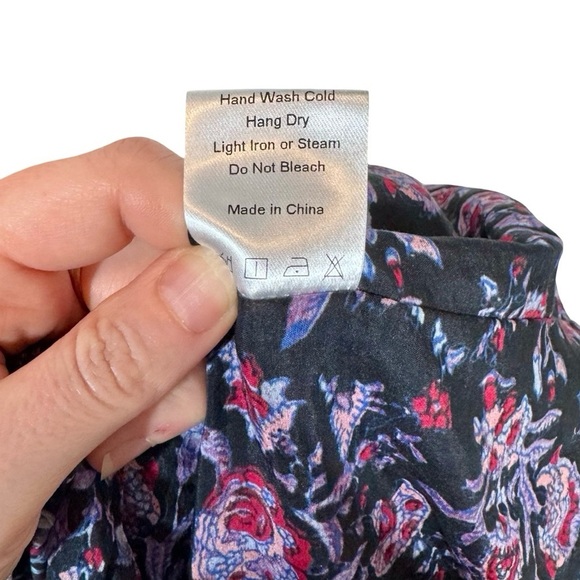 XIRENA Lea Shirred Off the Shoulder Tiered Silk Blend Dress Black Beauty Floral - Picture 14 of 16